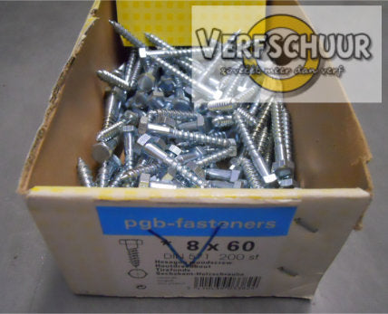 Houtdraadbout verzinkt M8x60mm 200 stuks 850523