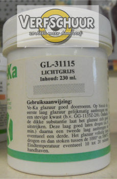 Ve-Ka Kwastglazuur glans aardewerk 230cc lichtgrijs GL-31115