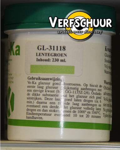 Ve-Ka Kwastglazuur glans aardewerk 230cc lentegroen GL-31118