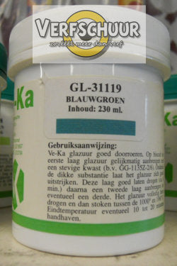 Ve-Ka Kwastglazuur glans aardewerk 230cc blauwgroen GL-31119