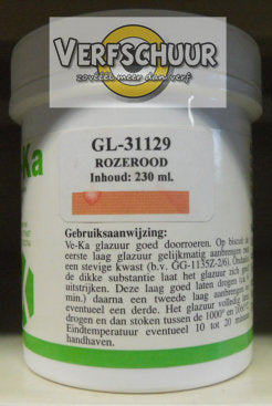 Ve-Ka Kwastglazuur glans aardewerk 230cc rozerood GL-31129