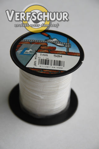 Metserkoord 100% nylon 1mm-50m wit