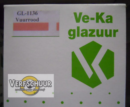 Ve-Ka poederglazuur vuurrood glans aardewerk 500gr GL-1136