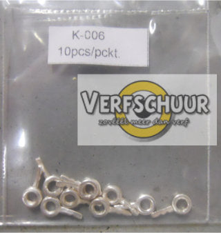 Flat screw eye silver 10 st plat schroefoogje medium K-006