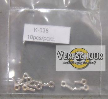 Flat screw eye small silver 10 st plat schroefoogje klein K-038