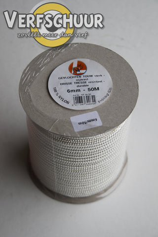 Gevlochten touw 100% nylon 6mm-50m